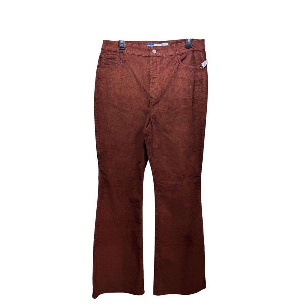 Old Navy New Corduroy Rust Brick Brown Extra High Rise Flare Cut Pants Womens 14